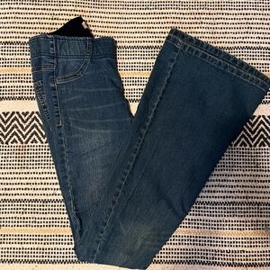 Free People Pull On Kick Flare Bell Bottom Denim Jeans